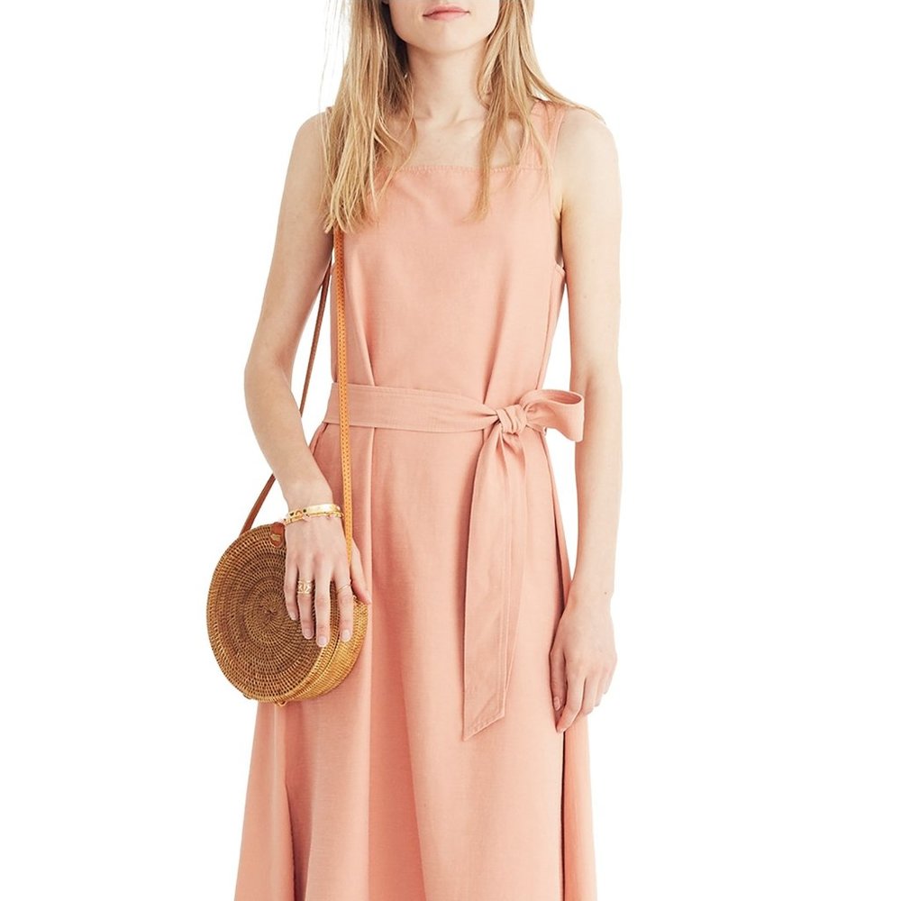 Madewell Apron Tie-Waist Dress Peach Size 14